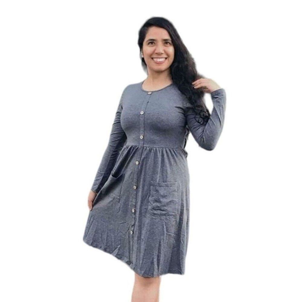 KILIG Women Dress Medium Gray Casual Dress with Pockets‎